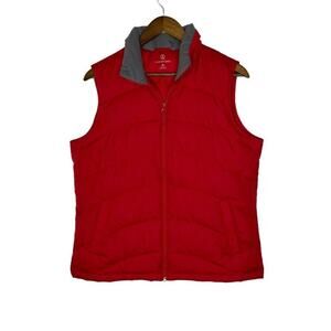 Lands' End Red Quilted Full Zip Closure Sleeveless Down Puffer Vest Size M Women